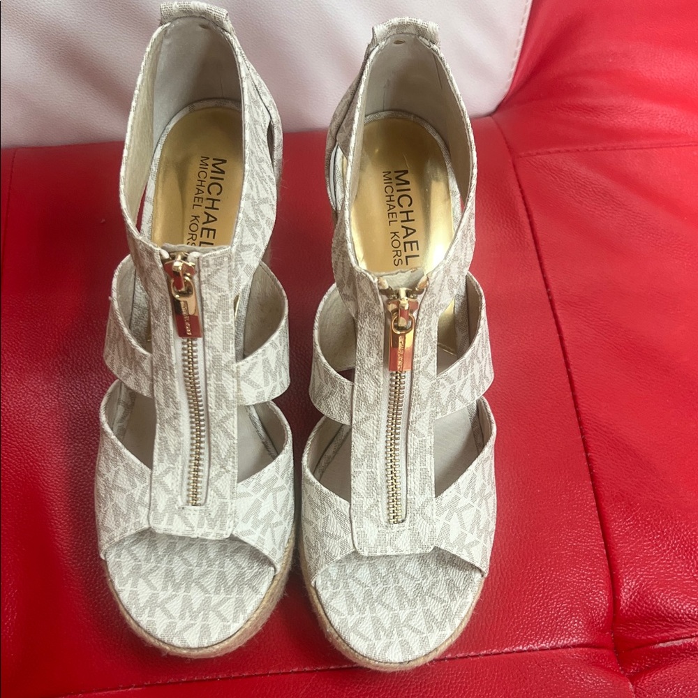 Michael Kors Beige Espadrille Wedges
